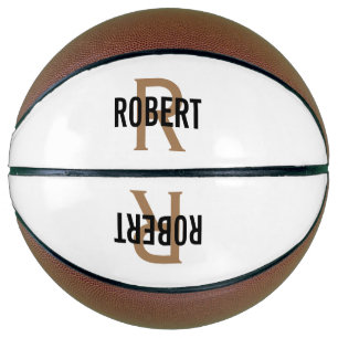 Balón De Baloncesto Nombre del monograma de oro blanco moderno