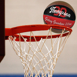 Balón De Baloncesto Nombre del monograma inicial o número equipo rojo 