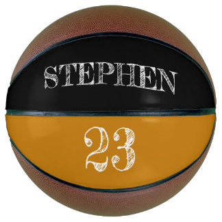 Balón De Baloncesto Nombre personalizado amarillo mostaza Número del j