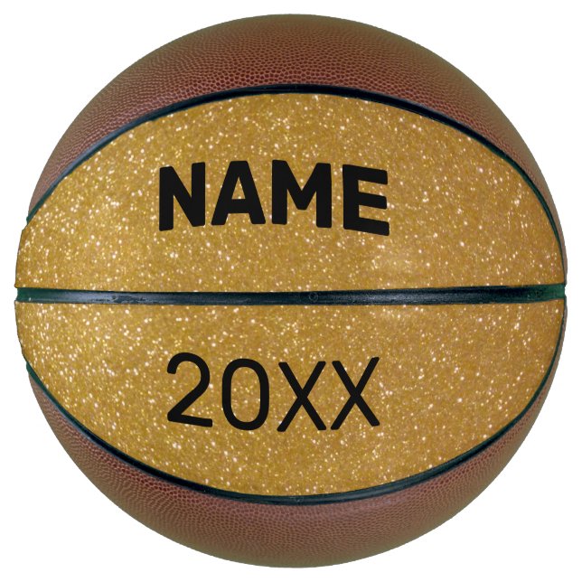 Balón De Baloncesto Nombre personalizado de textura purpurina brillant (Anverso)