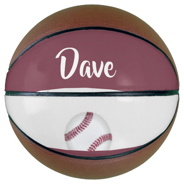 Balón De Baloncesto Nombre personalizado del patrón gris de béisbol (Anverso)