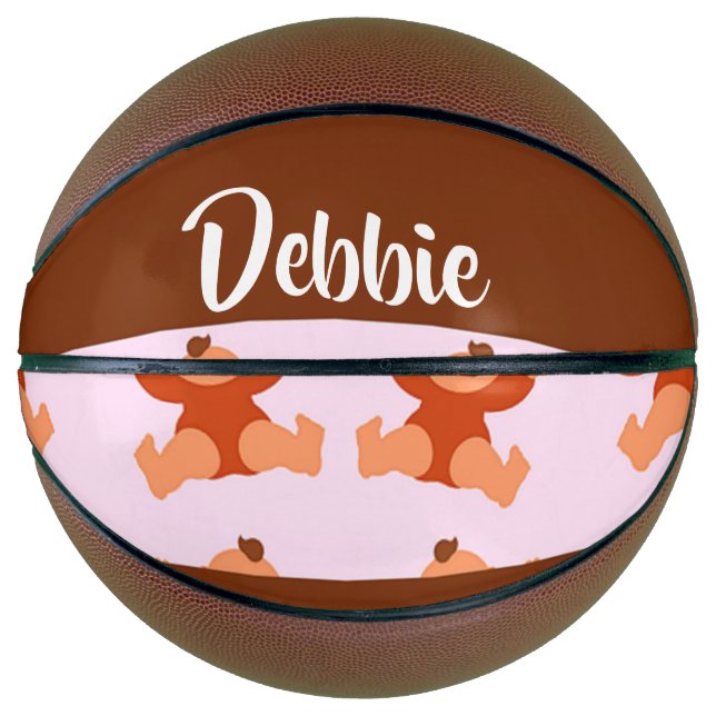 Balón De Baloncesto Nombres personalizados llorando bebés en rosa (Anverso)