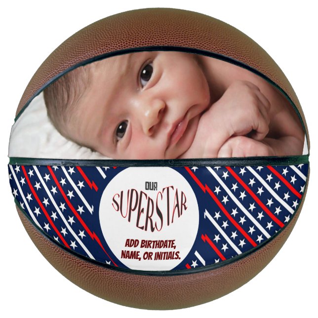 Balón De Baloncesto Nuestro Basketball Rojo, Blanco Y Azul Superstar (Anverso)