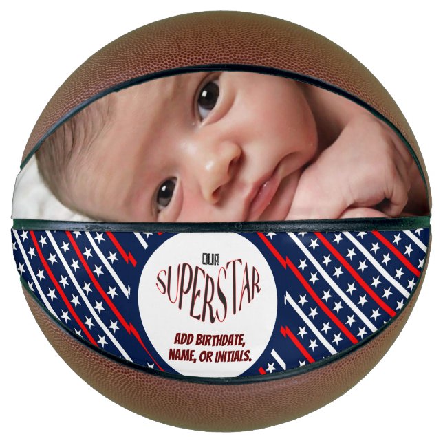 Balón De Baloncesto Nuestro Basketball Rojo, Blanco Y Azul Superstar (Anverso)