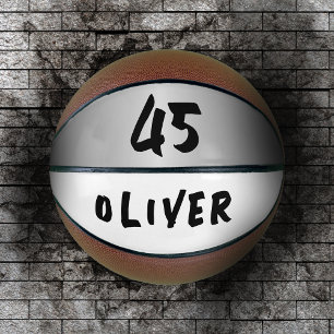 Balón De Baloncesto Número de nombre del jugador metálico plateado mod