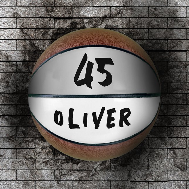 Balón De Baloncesto Número de nombre del jugador metálico plateado mod (Subido por el creador)