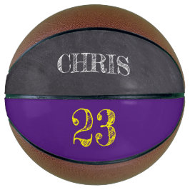 Balón De Baloncesto Número de oro amarillo morado personalizado