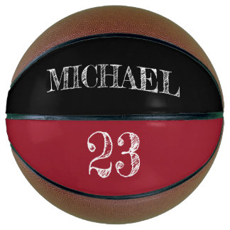 Balón De Baloncesto Número rojo negro grabando nombre personalizado