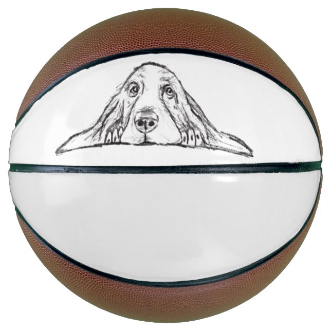 Balón De Baloncesto ojos de perrito simple blanco negro (Anverso)