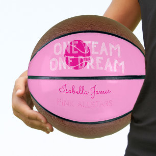 Balón De Baloncesto One Team One Dream Pink Personalizado