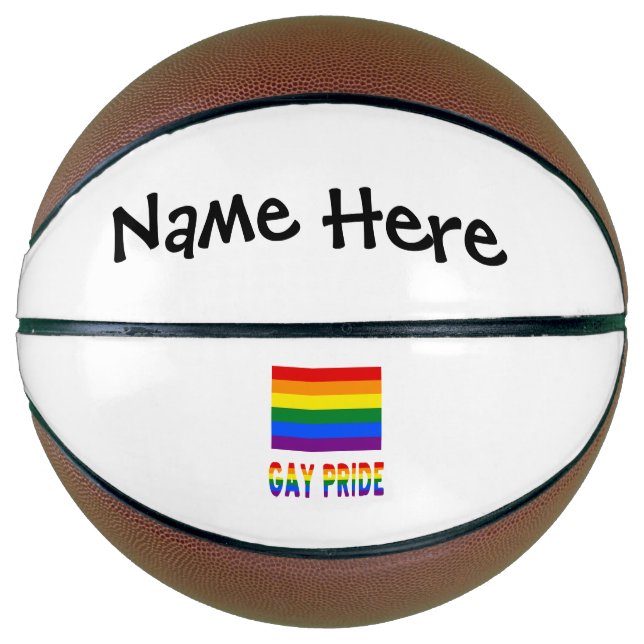 Balón De Baloncesto Orgullo gay y bandera arcoiris con tu nombre (Anverso)
