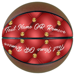 Balón De Baloncesto Oro Diamante Rojo Tufado Leather Text Basketball