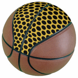 Balón De Baloncesto Oro metálico con estilo de punto negro grande