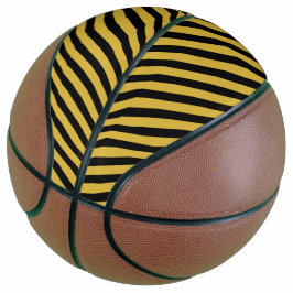 Balón De Baloncesto Oro Metálico con Patrón de Franja Negra Audaz