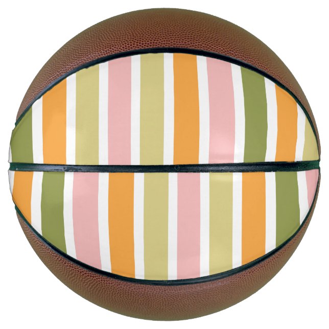 Balón De Baloncesto Oro rosa naranja y franjas verdes (Anverso)