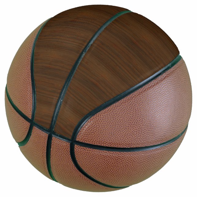 Balón De Baloncesto Oscuro Walnut Brown Bamboo Madera Grain Look (Angular)