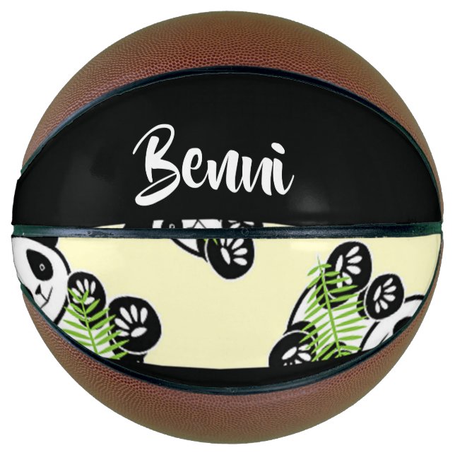 Balón De Baloncesto Oso panda con hojas verdes de bambú (Anverso)