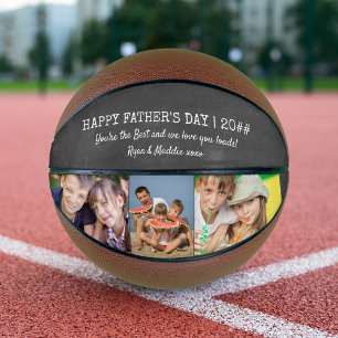 Balón De Baloncesto Padres Day Chalkboard 3 Nombres de fotos y año