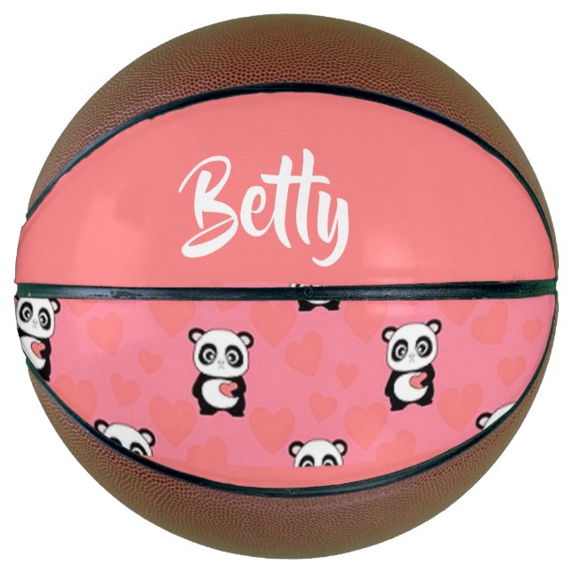 Balón De Baloncesto Panda love pink pattern (Anverso)
