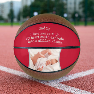 Balón De Baloncesto Papá te amo poema - foto Personalizado rojo decor
