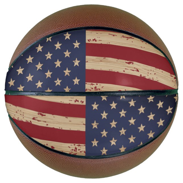 Balón De Baloncesto Patriótico de la Bandera Americana Personalizada d (Anverso)