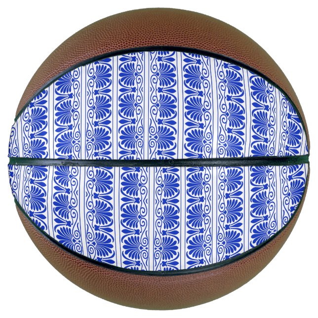 Balón De Baloncesto Patrón árabe del Mediterráneo griego Azul (Anverso)