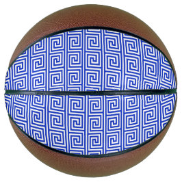 Balón De Baloncesto Patrón azul de las cuadradas de la clave del meand
