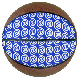 Balón De Baloncesto Patrón azul de las ondas de las teclas del meandro