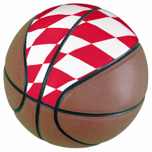Balón De Baloncesto Patrón de bandera de diamantes de Baviera roja y b