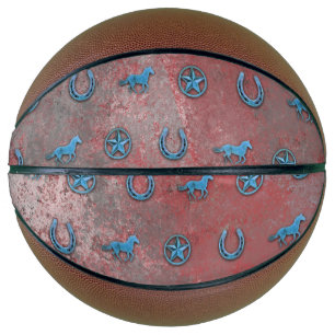 Balón De Baloncesto Patrón de caballo (rojo, blanco y azul)