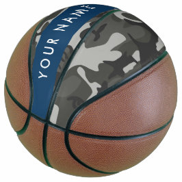 Balón De Baloncesto Patrón de camuflaje gris, tu nombre, Personaliza