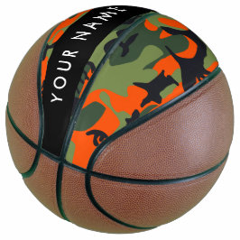 Balón De Baloncesto Patrón de camuflaje naranja, su nombre, personaliz