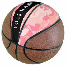 Balón De Baloncesto Patrón de camuflaje rosado, nombre, personalizació