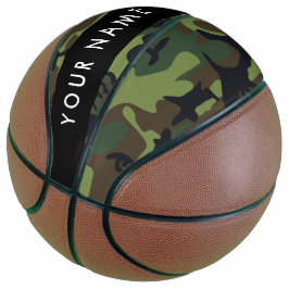 Balón De Baloncesto Patrón de camuflaje verde, nombre, personalización