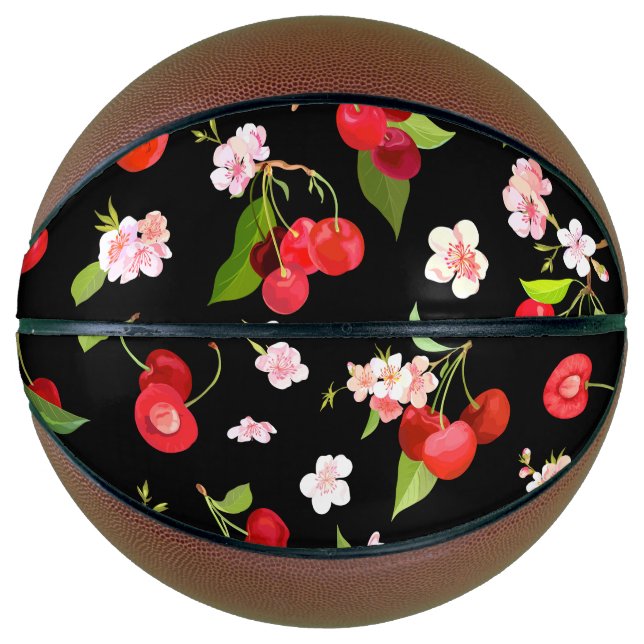 Balón De Baloncesto Patrón de cerezas 2 (Anverso)