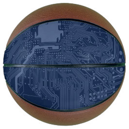 Balón De Baloncesto Patrón de circuito de la tarjeta madre azul geek