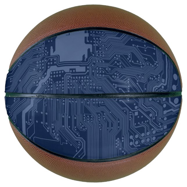 Balón De Baloncesto Patrón de circuito de la tarjeta madre azul geek (Anverso)