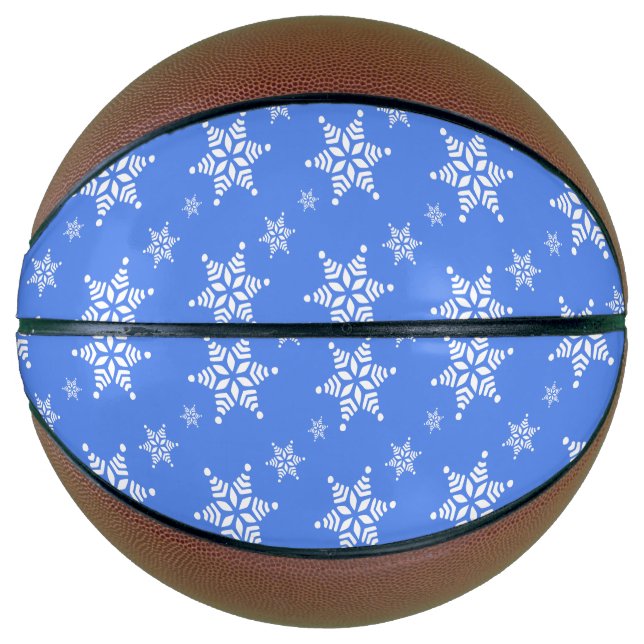 Balón De Baloncesto Patrón de copos de nieve, copos de nieve blancos,  (Anverso)