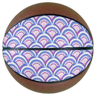 Balón De Baloncesto patrón de damasco floral azul