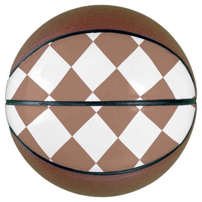 Balón De Baloncesto Patrón de diamantes en blanco y mousse de mocha (Anverso)
