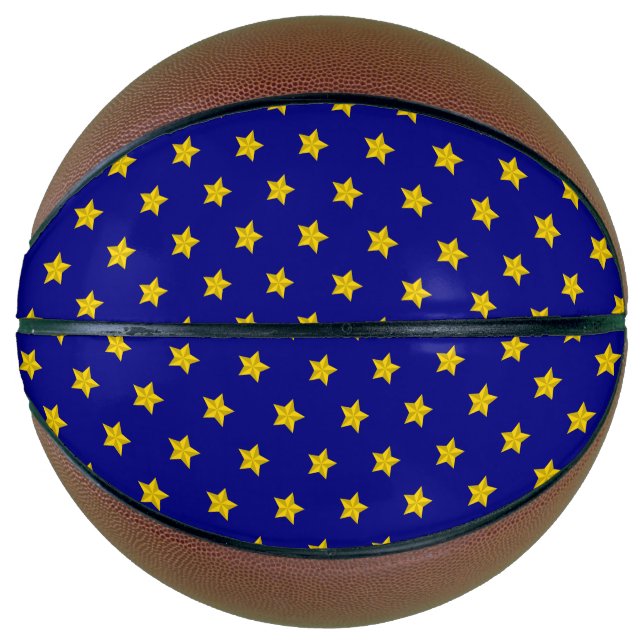 Balón De Baloncesto Patrón de estrellas de oro, azul marino, exclusivo (Anverso)