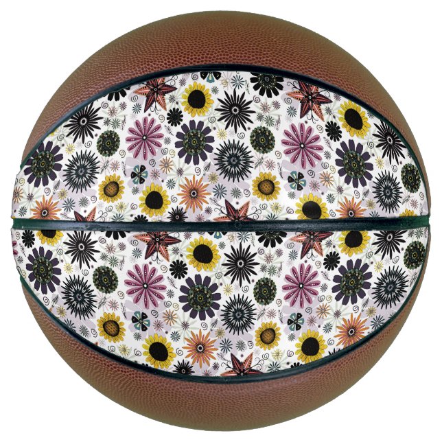 Balón De Baloncesto Patrón de flores sin soldadura cutáneo (Anverso)