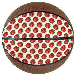 Balón De Baloncesto Patrón de Fresa, Fresas Rojas, Fruta, Hoja