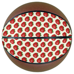 Balón De Baloncesto Patrón de fresa, fresas rojas, frutas, hojas