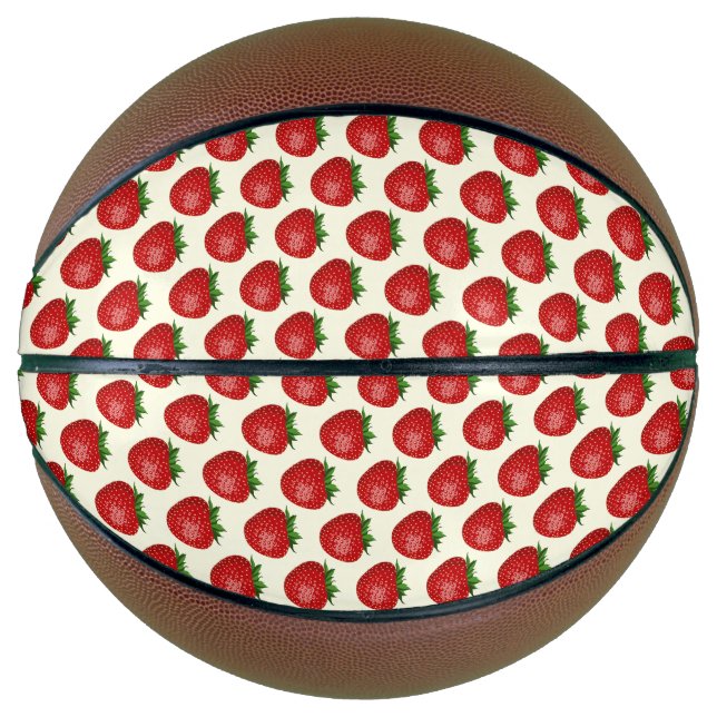 Balón De Baloncesto Patrón de fresa, fresas rojas, frutas, hojas (Anverso)