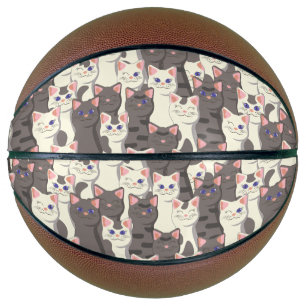 Balón De Baloncesto Patrón de gatos blancos y grises