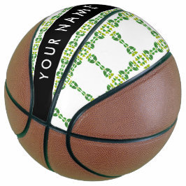 Balón De Baloncesto Patrón de Hoja, Hojas Verdes, Tu Nombre