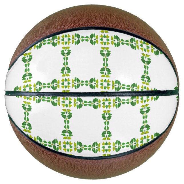 Balón De Baloncesto Patrón De Hojas, Patrón De Hojas, Hojas Verdes (Anverso)
