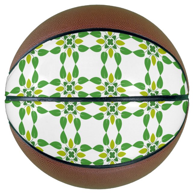 Balón De Baloncesto Patrón De Hojas, Patrón De Hojas, Hojas Verdes (Anverso)