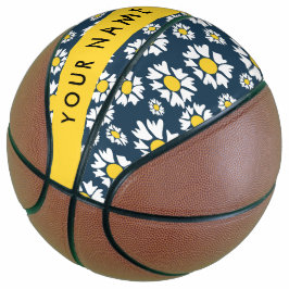 Balón De Baloncesto Patrón de margarita, maricas blancas, tu nombre